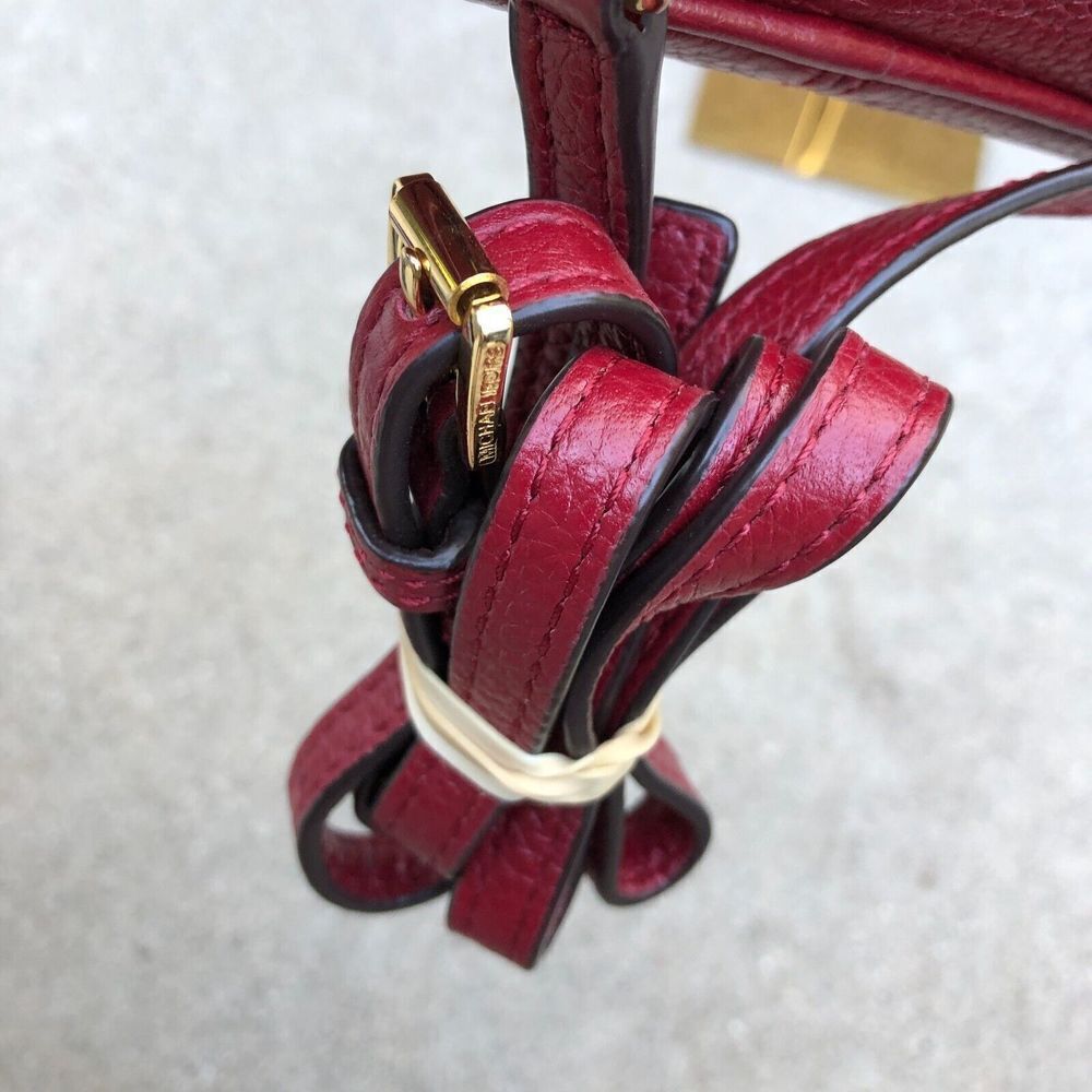 MICHAEL KORS Fulton Purse Women's Red Pebbled Leather Crossbody Shoulder Bag Zip - Picture 11 of 11
